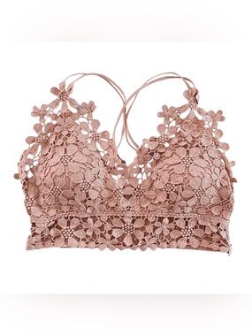 Free People Miss Dazie Floral Bralette Light Pink size S Intimately